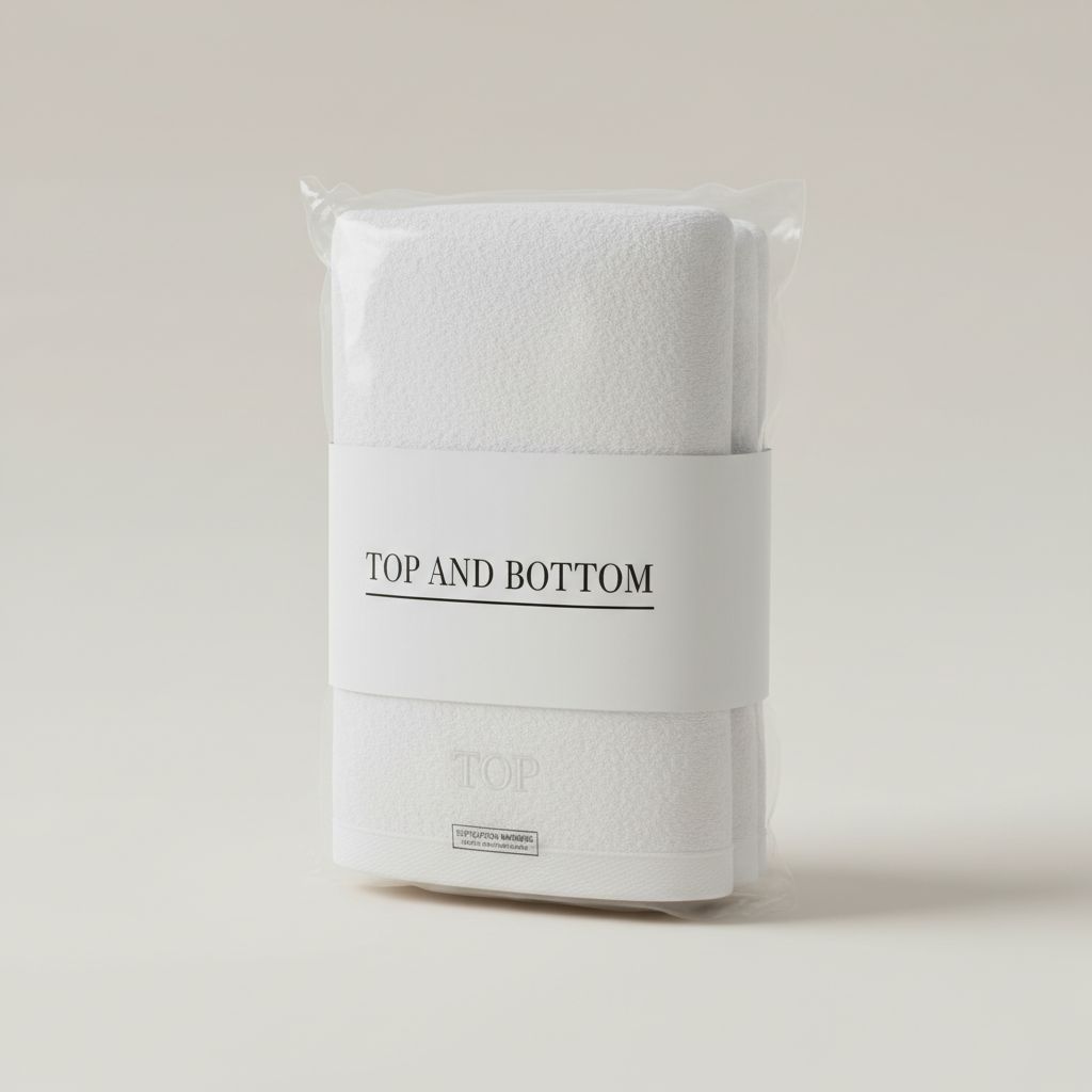 Rolled white towel in clear TOP AND BOTTOM packaging