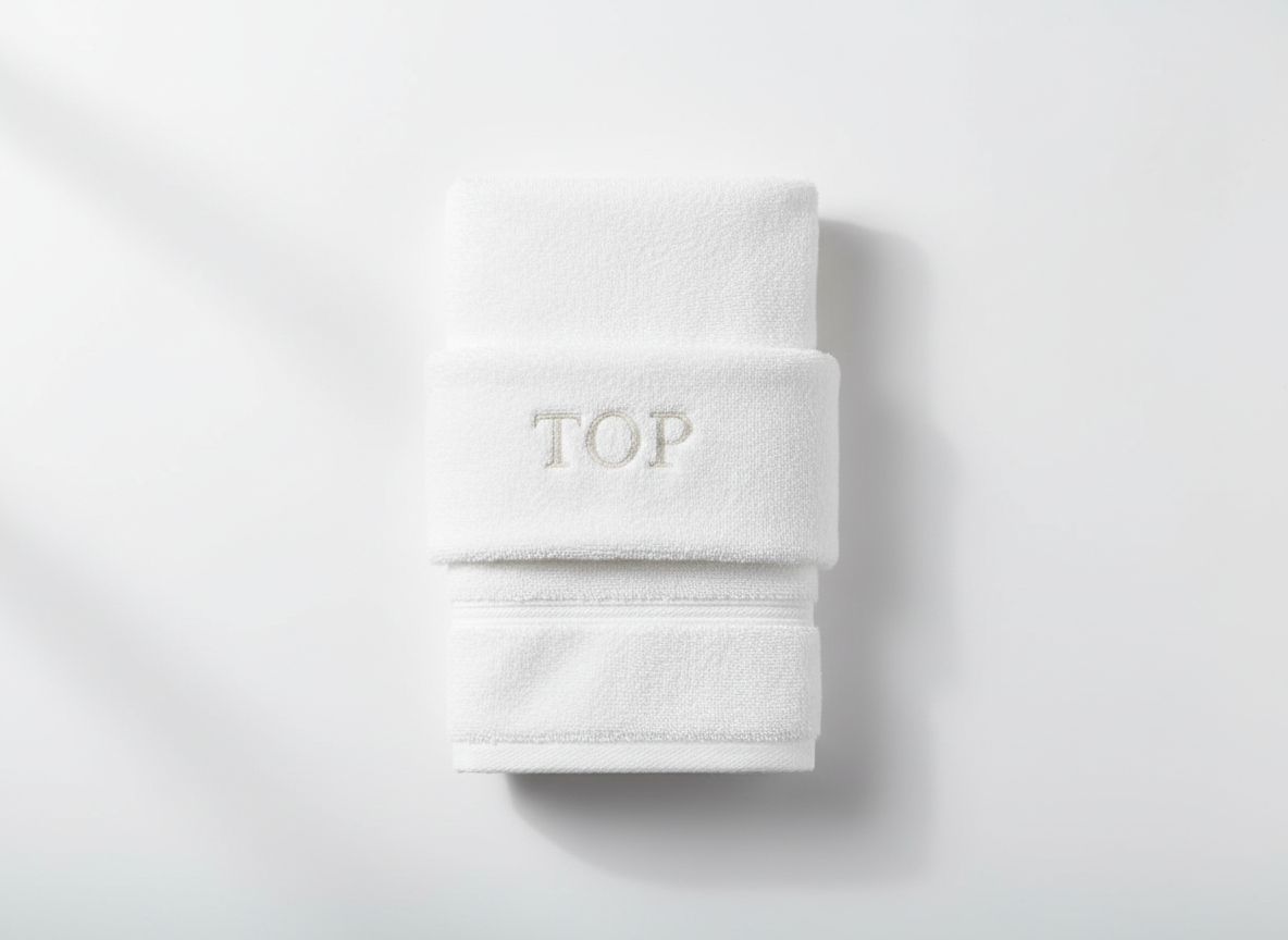 Folded white TOP AND BOTTOM towel set